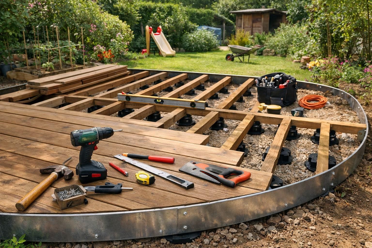 découvrez comment construire une terrasse en bois sur plots avec un cerclage métallique grâce à notre guide détaillé étape par étape pour une installation solide et durable.