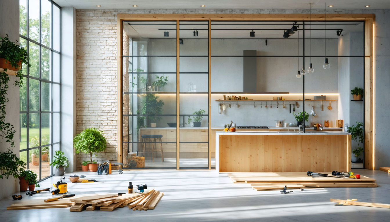 découvrez comment installer une verrière en bois sur une allège maçonnée pour une cuisine semi-ouverte élégante et lumineuse. suivez nos conseils pratiques étape par étape.