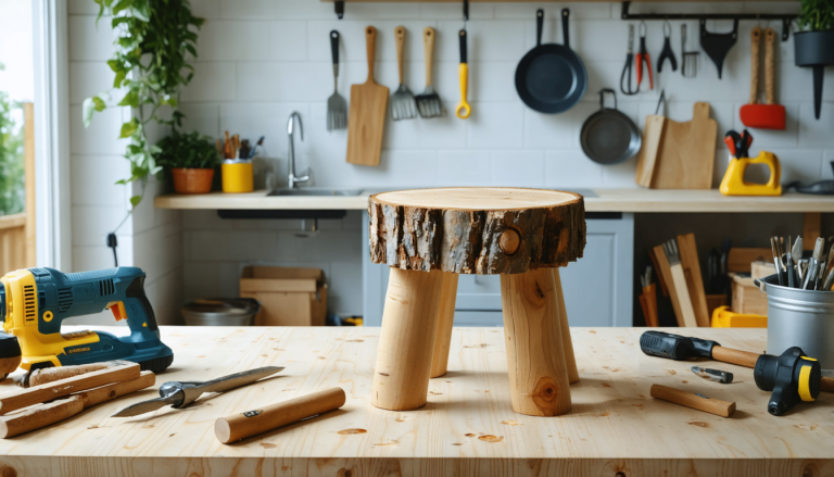apprenez à fabriquer un tabouret en bois massif, parfait comme table d'appoint pratique et élégant pour votre intérieur.