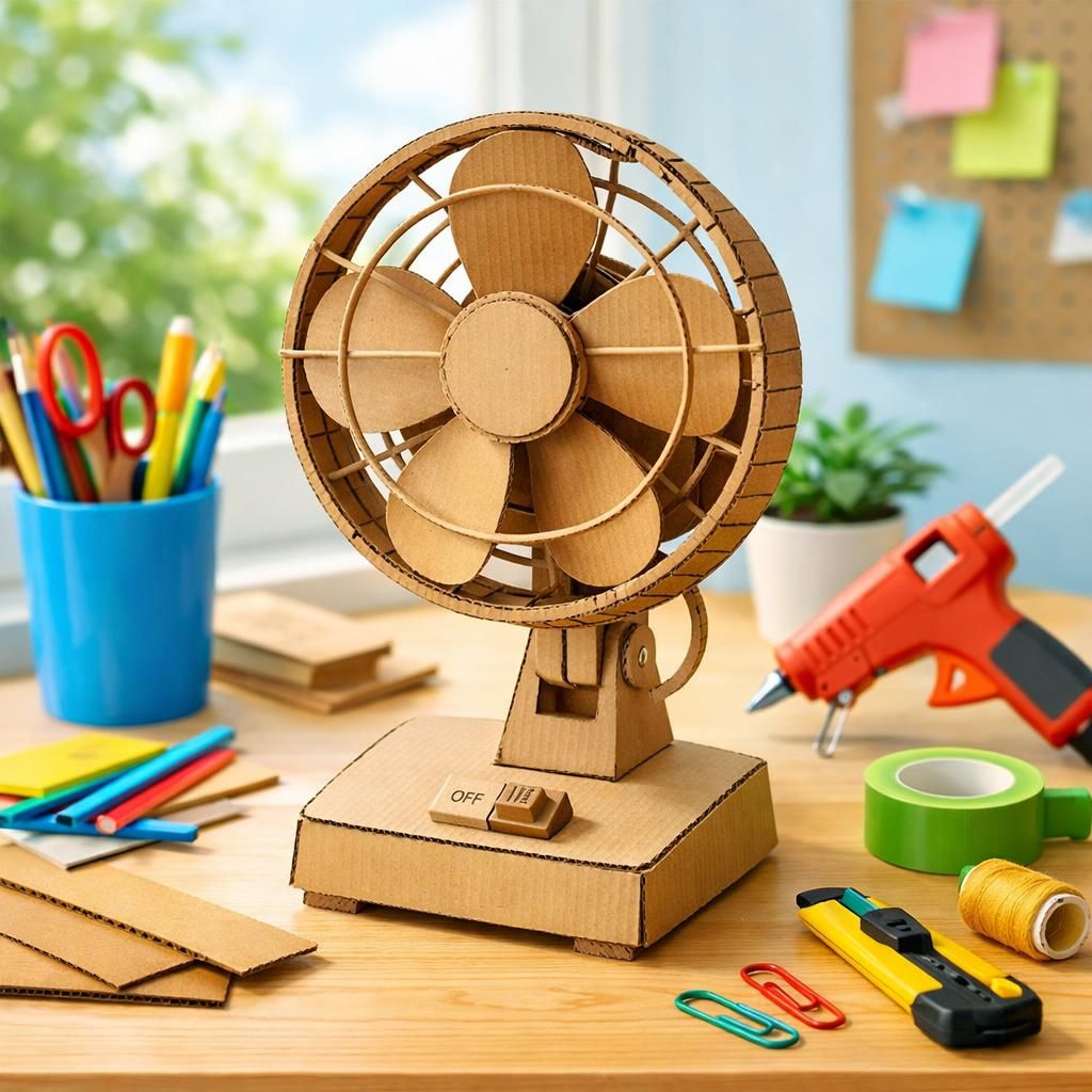 apprenez à fabriquer un ventilateur de table en carton simple et écologique, parfait pour rester au frais pendant les journées d'été.