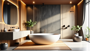 découvrez la salle de bain 2026 alliant l'élégance naturelle du bois, l'originalité du terrazzo et le charme intemporel de la baignoire îlot pour un espace unique et moderne.