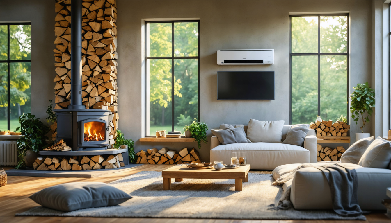 découvrez comment optimiser le chauffage de votre maison en combinant une climatisation réversible avec un poêle à bois pour une efficacité énergétique maximale et un confort toute l'année.